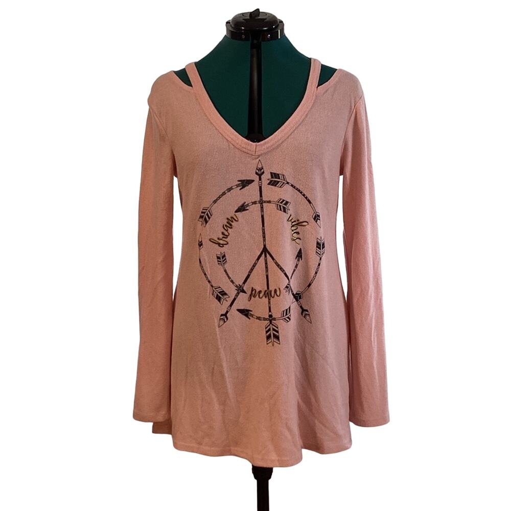 No Boundaries Top Cold Shoulder Pink Size X Large 15-17